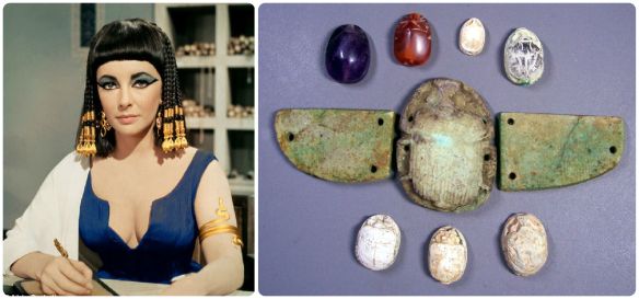 elizabeth-taylor-cleopatra-blue-dress scarabs