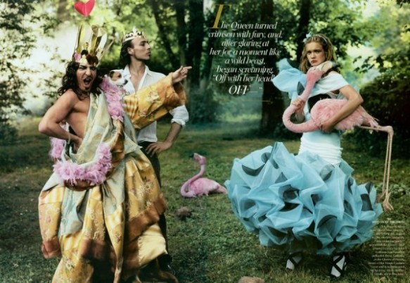 Dior Haute Couture hand-painted polka-dot dress John Galliano as the Queen of Hearts and Alexis Roche as his king